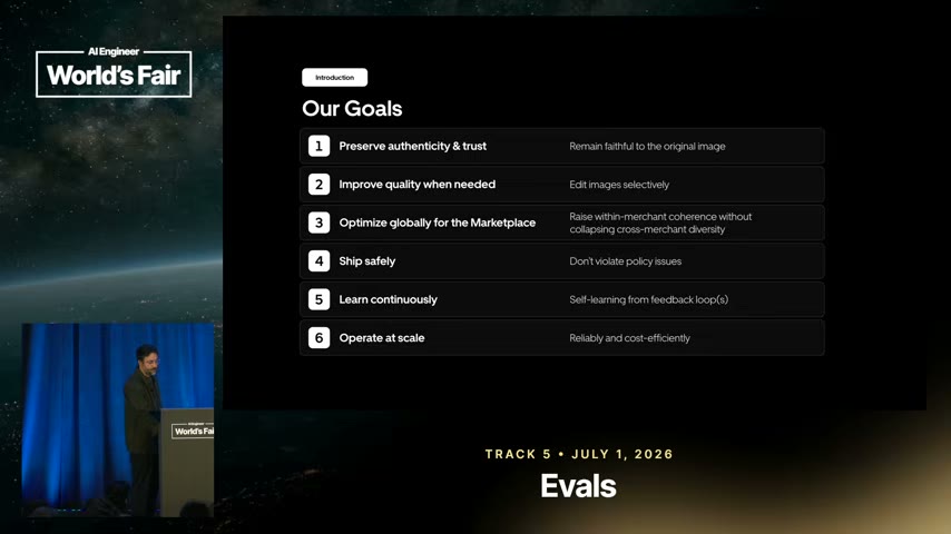 Slide showing the goals: authenticity, ship safely, scale
