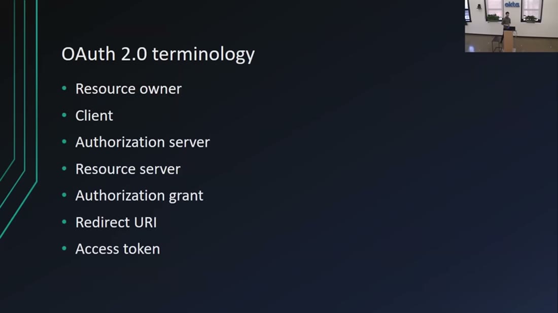 Slide: OAuth 2.0 terminology